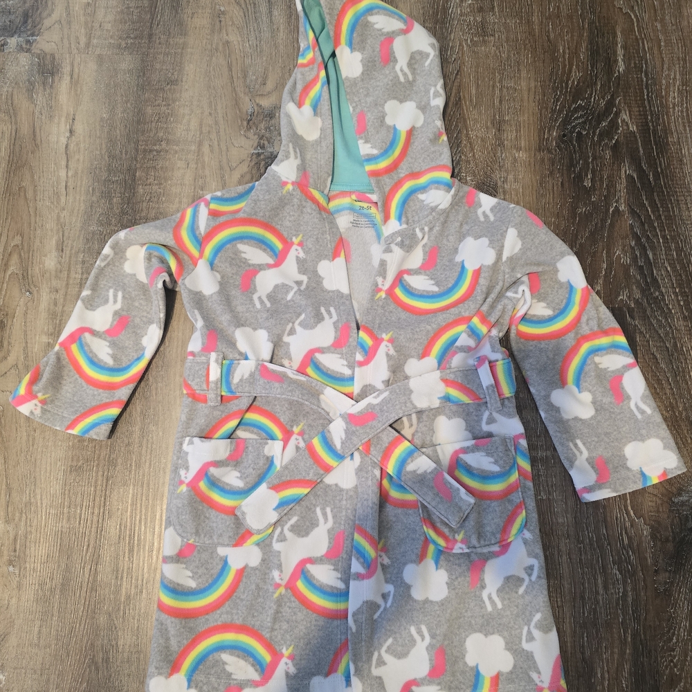 Carter's Rainbow Unicorns Hooded Bath Robe 2t-5t